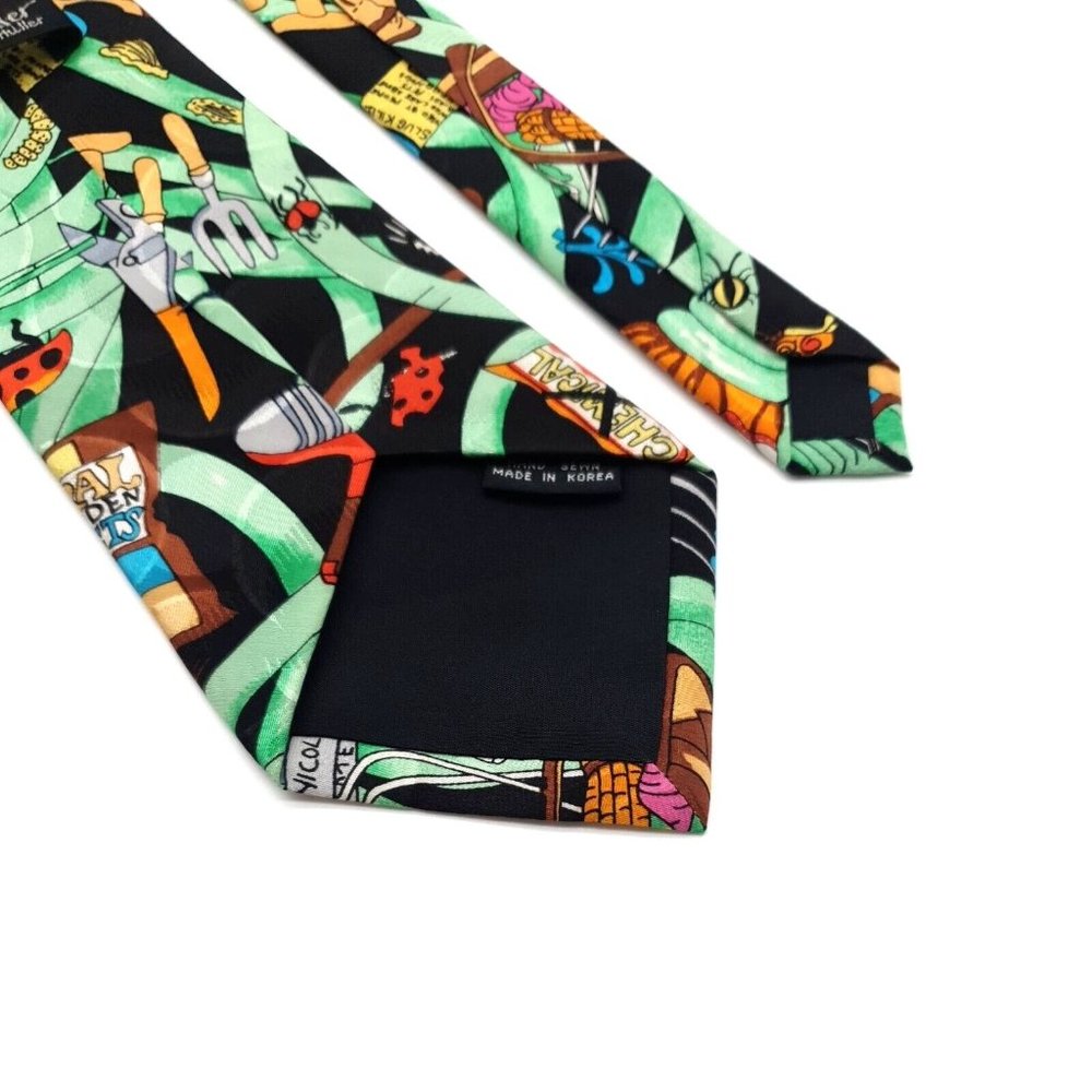 Nicole Miller Designer Vintage Mens Neckties 100% Silk Gift 1991 Gardening - Picture 6 of 7